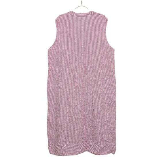 Vermont Country Store Seersucker Midi Dress Womens Size 1X Fuchsia Pink Pintuck - Picture 7 of 8